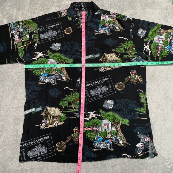 Harley Davidson Tori Richard Hawaiian Shirt Mens Medium Loop Collar Hula Biker - Picture 13 of 14